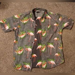 Men’s Ocean Current Oxford Hawaii Pelican Shirt Miami Style Grey/Pink